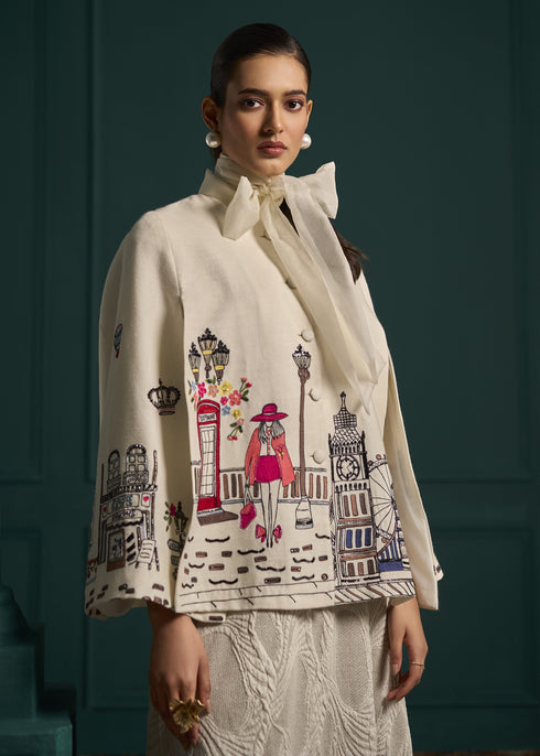 London Landmarks on Split Sleeve Jacket